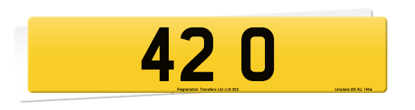 The registration number 42 O on a set of acrylics