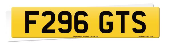The registration number F296 GTS on a set of acrylics