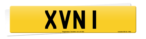 The registration number XVN 1 on a set of acrylics