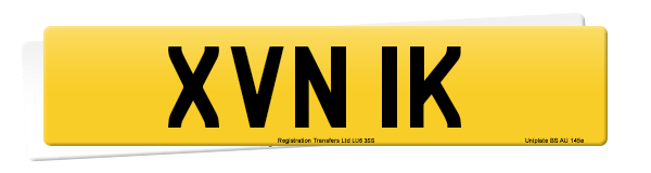 The registration number XVN 1K on a set of acrylics