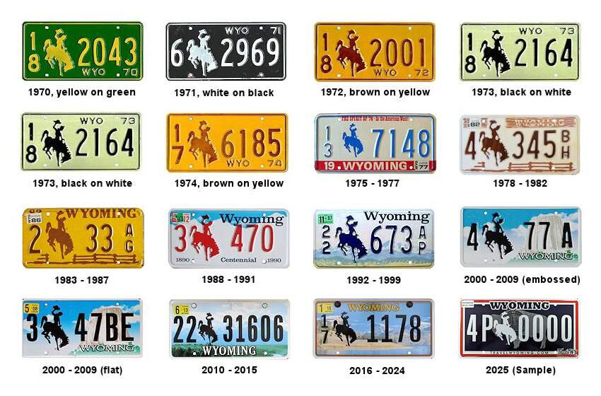 Wyoming number plates old and new