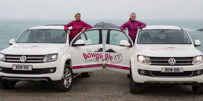 Photo showing the two number plates acquired for The Bowgie Inn