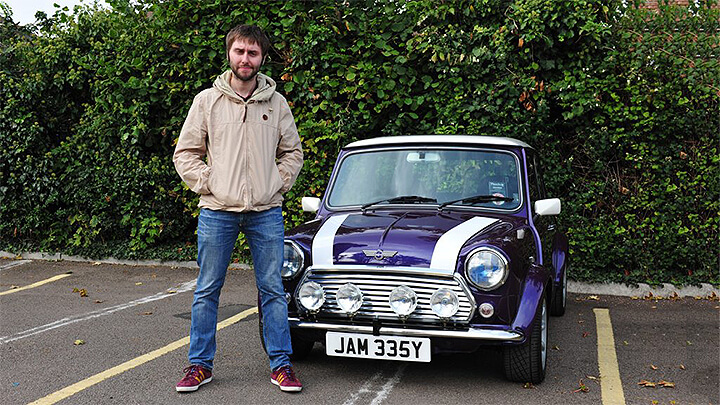 James Buckley with number plate JAM 335Y