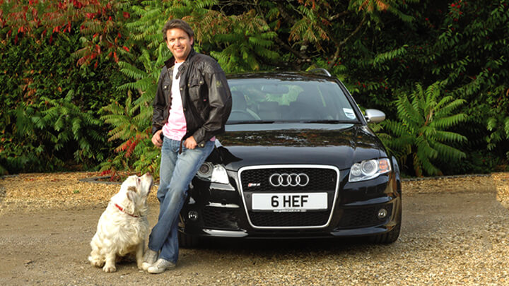 James Martin with number plate 6 HEF