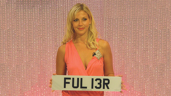 Liz Fuller with number plate FUL 13R