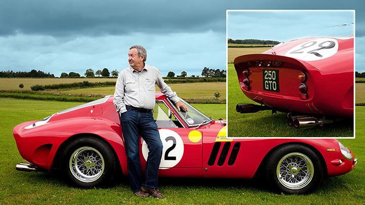 Nick Mason and his Ferrari with number plate 250 GTO