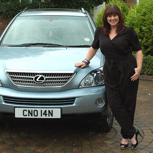 Coleen Nolan with number plate CNO 14N