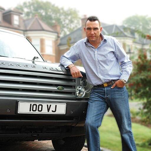 Vinnie Jones with number plate 100 VJ