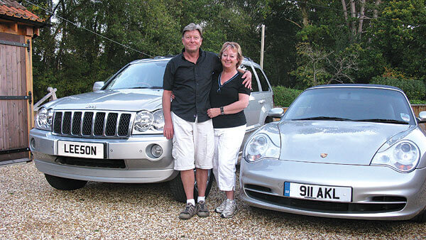 Tony and Andrea Leeson with number plates