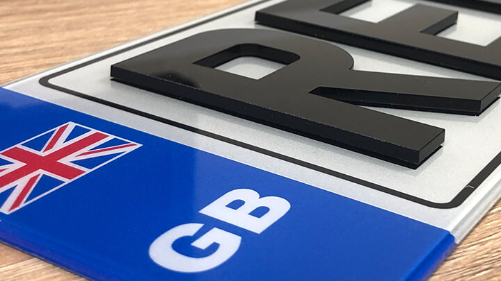 Close up of our new 4D acrylic number plates