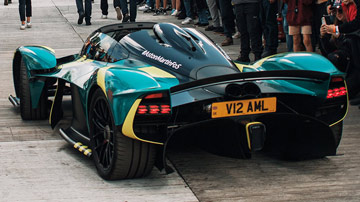 An Aston Martin Valkyrie with number plate V12 AML