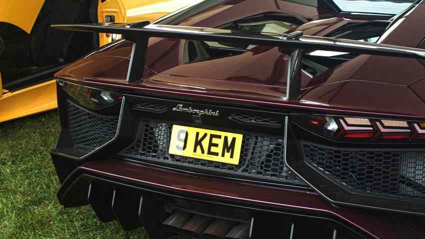 Lamborghini Aventador SV bearing the registration 9 KEM