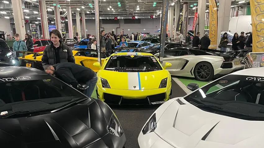 A display of Lamborghinis